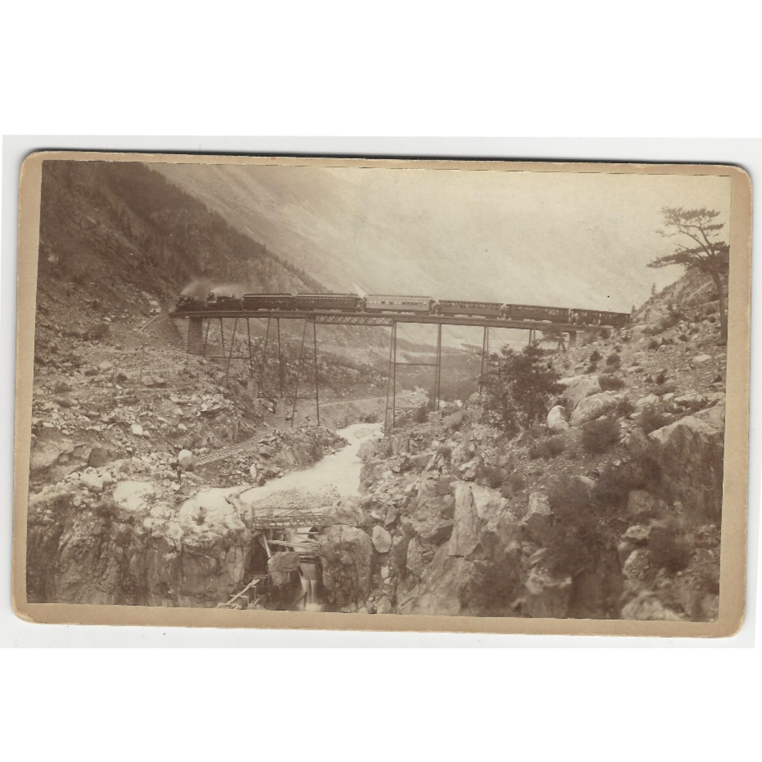 Cabinet card photograph of Clear Creek Canon, Georgetown, Colorado by A. Martin