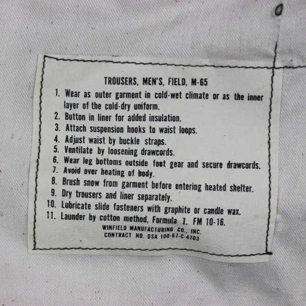 M-65 Cargo field trousers - Regular Medium - Dated 1967 - Mint
