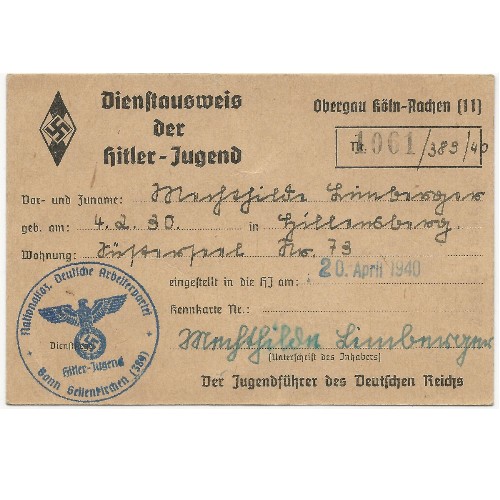 German WW2 Hitler Jugend HJ documents grouping