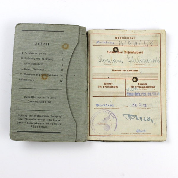 Wehrmacht soldbuch + wehrpass grouping - Identified to a Polish soldier