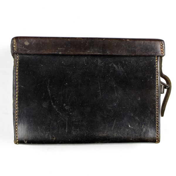 Large black leather medical pouch - 1936