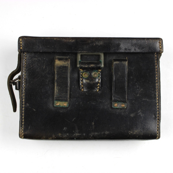 Large black leather medical pouch - 1936