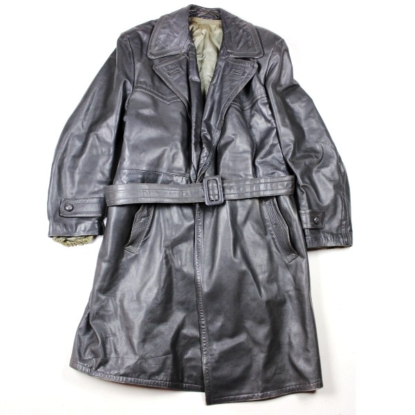 Officer's gray leather overcoat