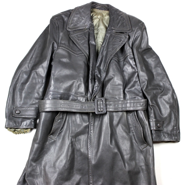 Officer's gray leather overcoat