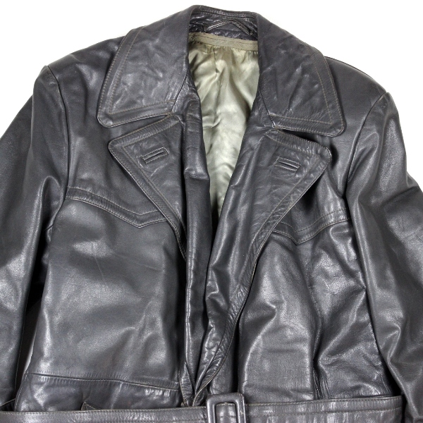 Officer's gray leather overcoat