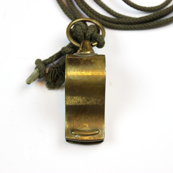 USAAF The Acme Thunderer solid brass whistle w/ OD cord