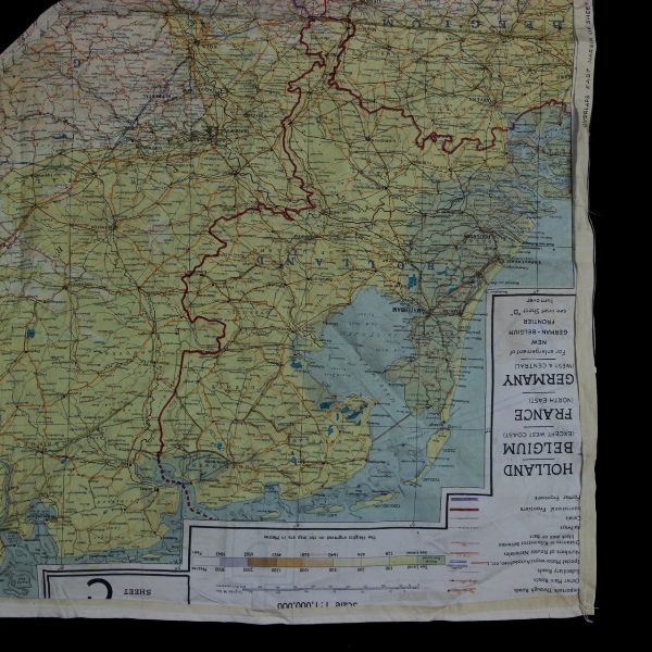 Escape silk map sheet C/D - France Belgium Holland Germany