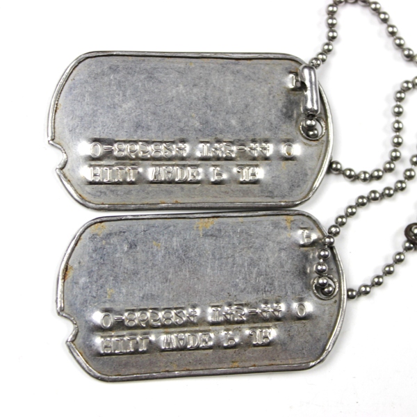 USAAF B-29 Flt. Eng. dog tags w/ beaded chain