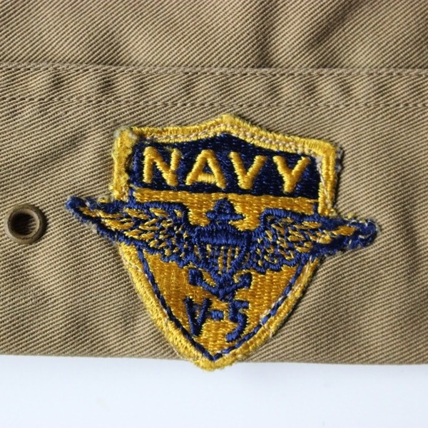 US Navy aviator tan canvas side cap w/ V5 program patch - 7 ¼