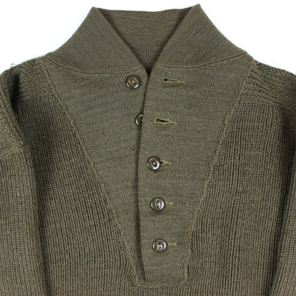 High neck OD wool knit sweater - Dated 1945 - Large