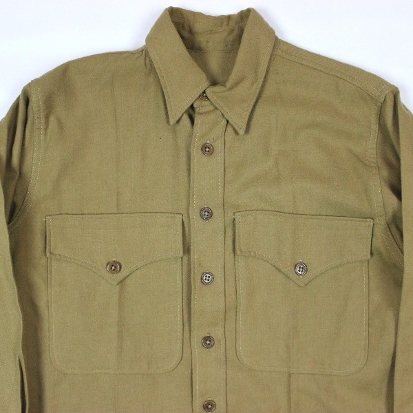 USMC enlisted men brown wool flannel shirt - Size 1 - 1945