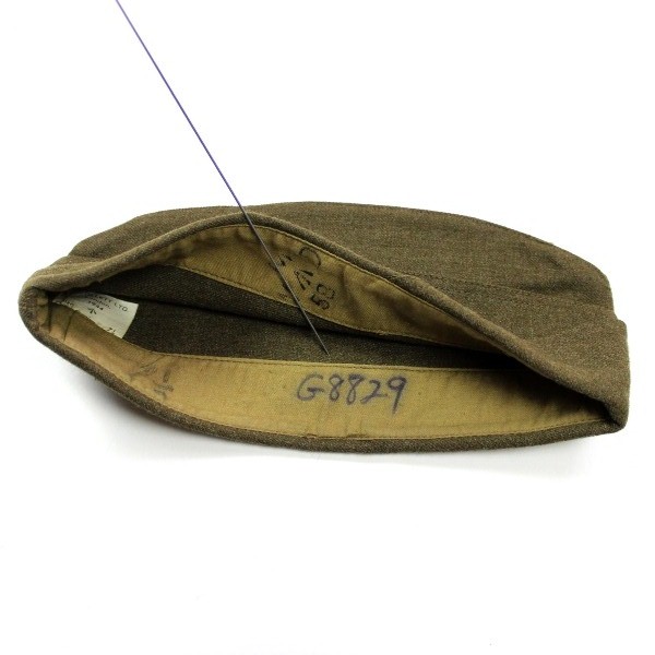 EM OD wool garrison cap - Unpiped - British Made - 7 1/8