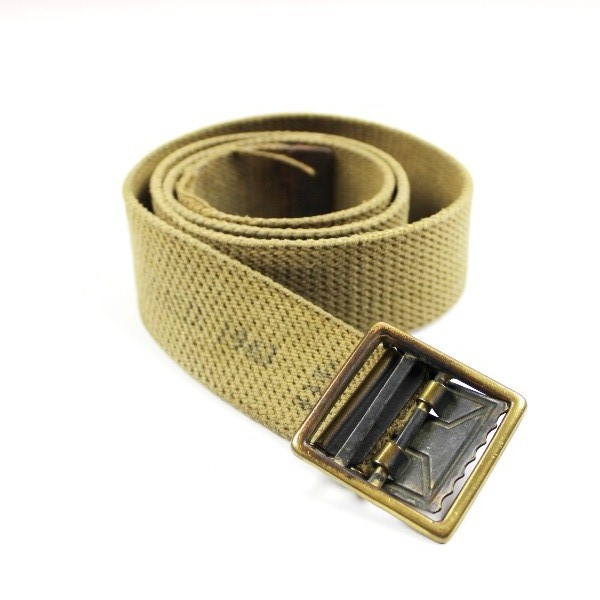 Web Belt, Khaki with solid face brass buckle, WWII US Army Officer