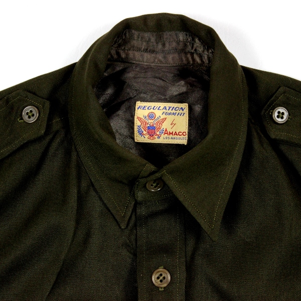 Army / Air Corps officers dark OD gabardine shirt - 15 1/2 x 32