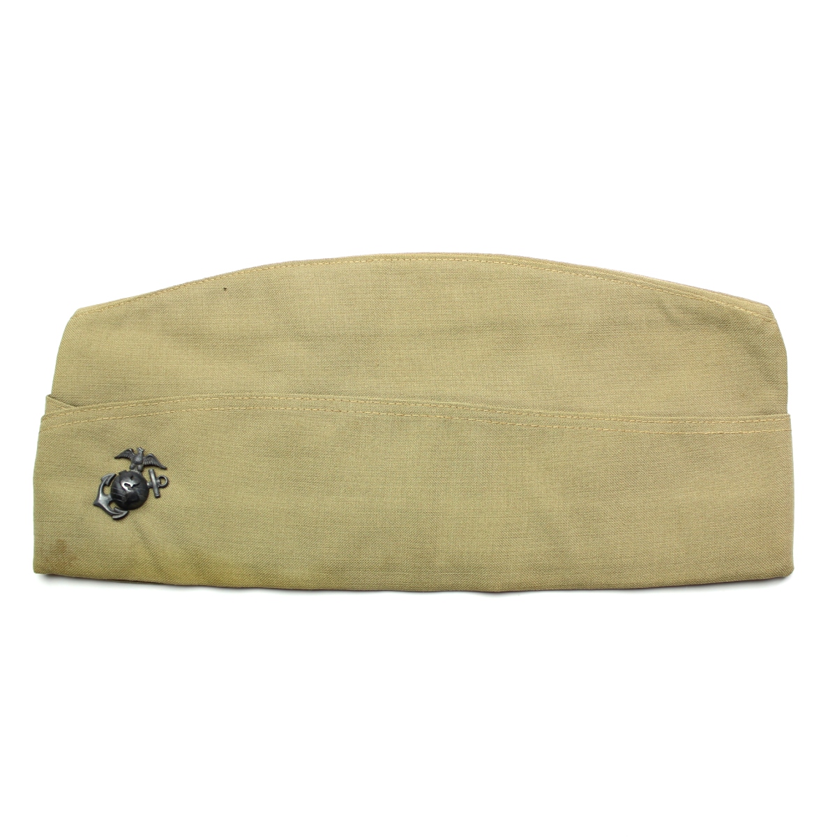 USMC khaki / tan wool garrison cap w/ EGA - 7 1/4