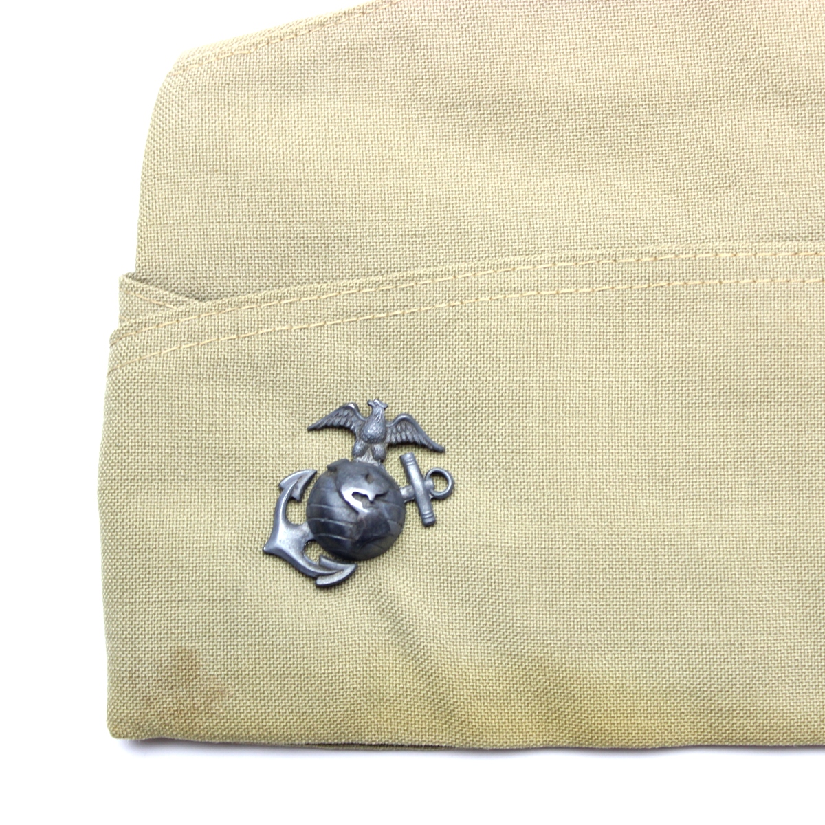 USMC khaki / tan wool garrison cap w/ EGA - 7 1/4