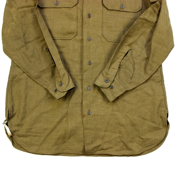 M1937 enlisted men OD mustard flannel shirt - 15 1/2 x 33