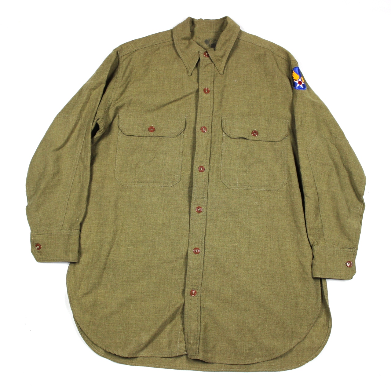 USAAF OD wool flannel enlisted men field shirt - 17 x 33