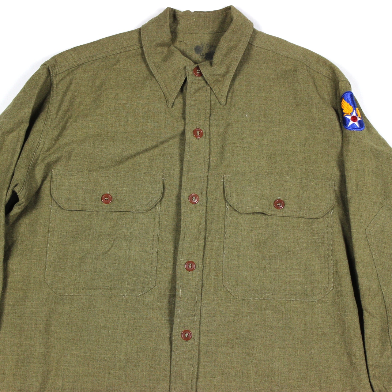 USAAF OD wool flannel enlisted men field shirt - 17 x 33