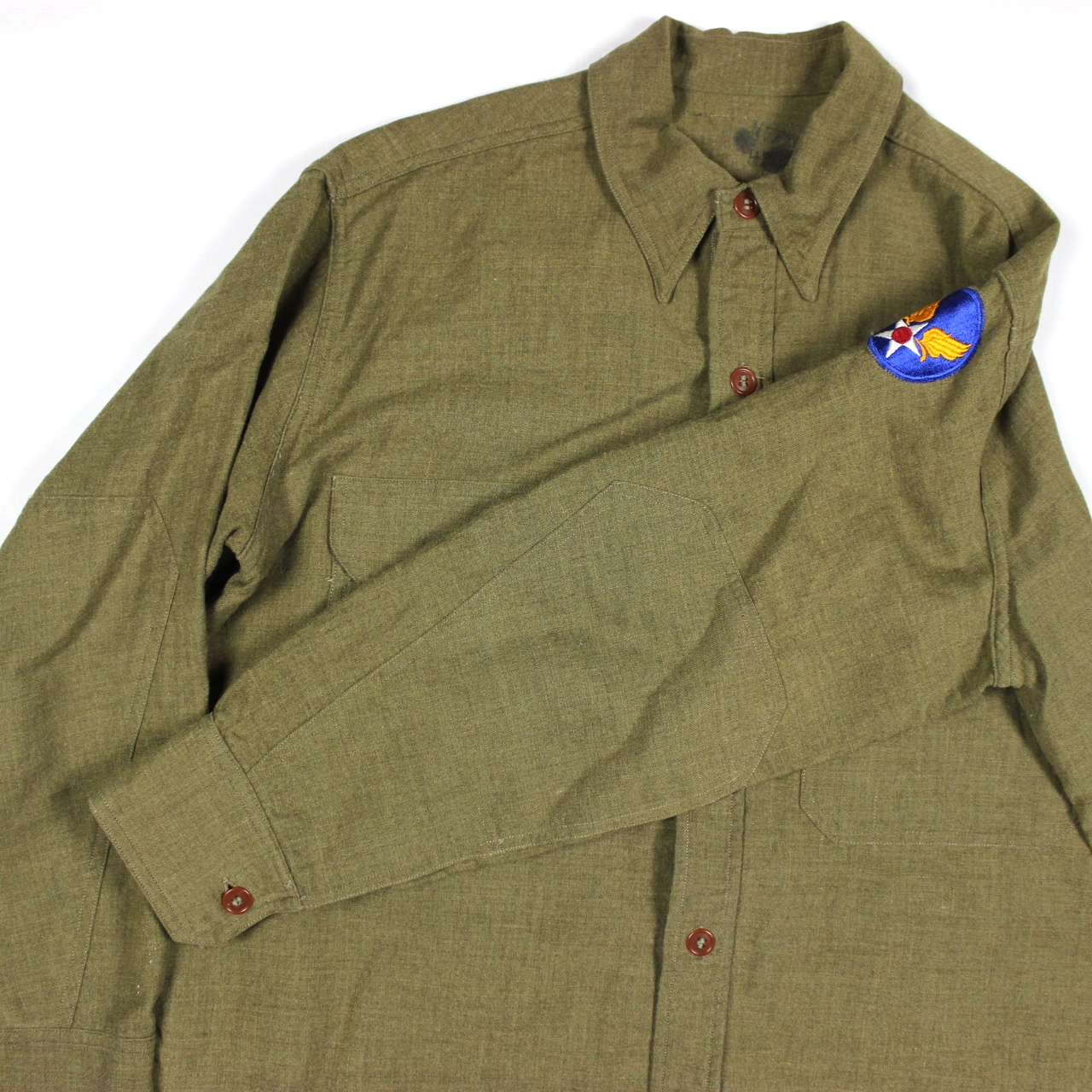 USAAF OD wool flannel enlisted men field shirt - 17 x 33