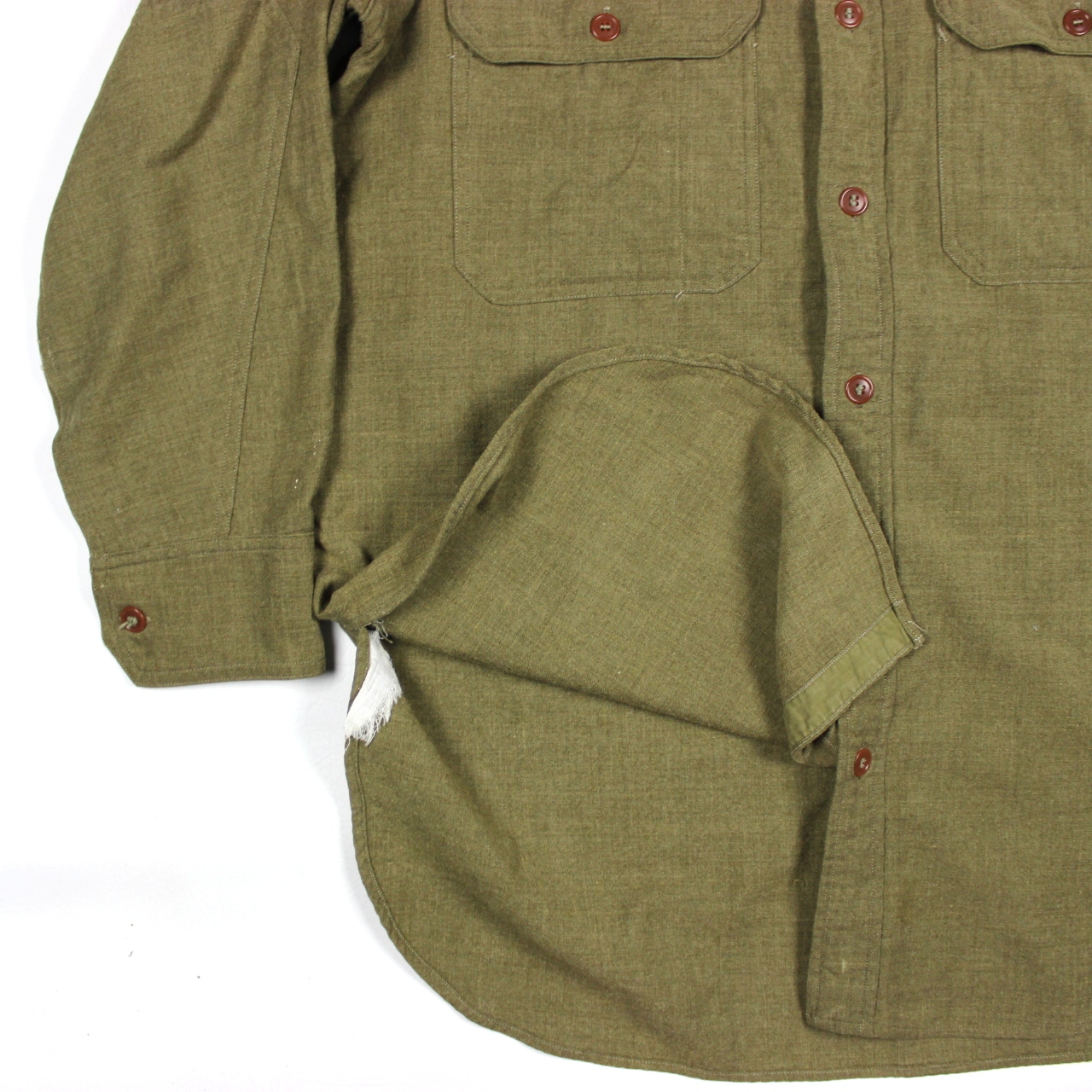 USAAF OD wool flannel enlisted men field shirt - 17 x 33