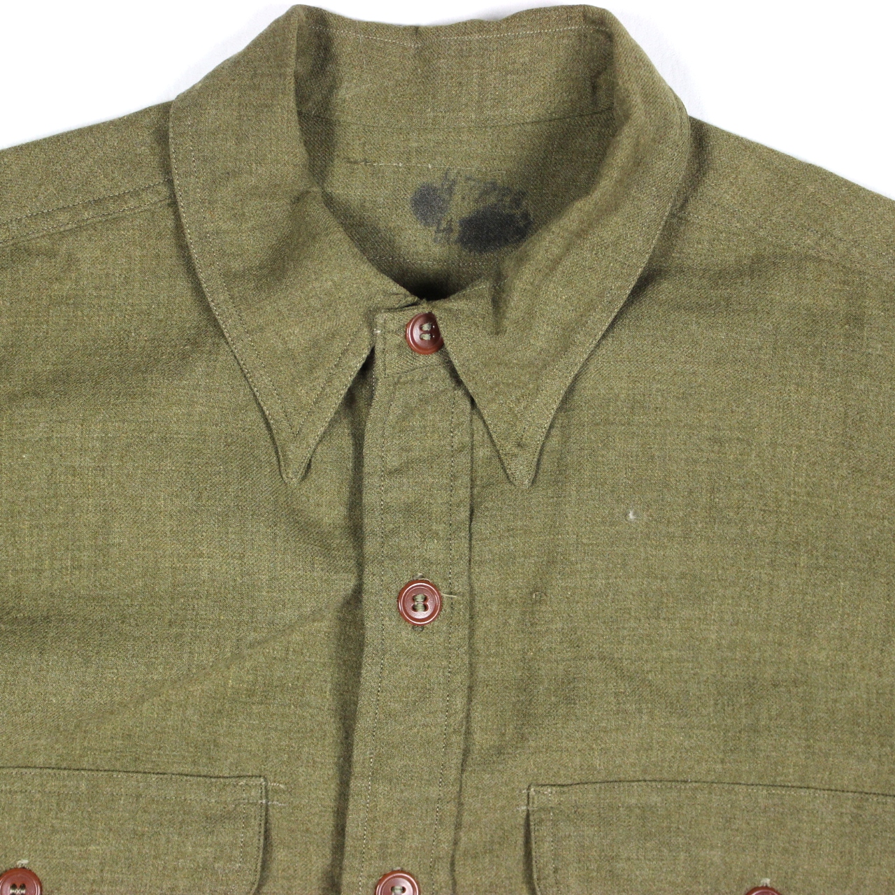 USAAF OD wool flannel enlisted men field shirt - 17 x 33