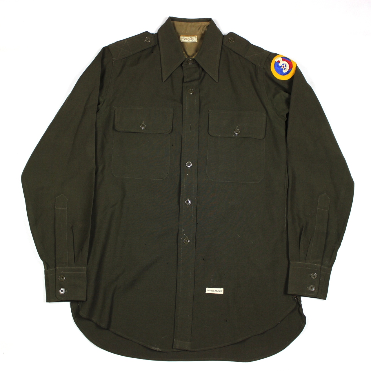 USAAF OD wool gabardine officers dress shirt - 15 x 32