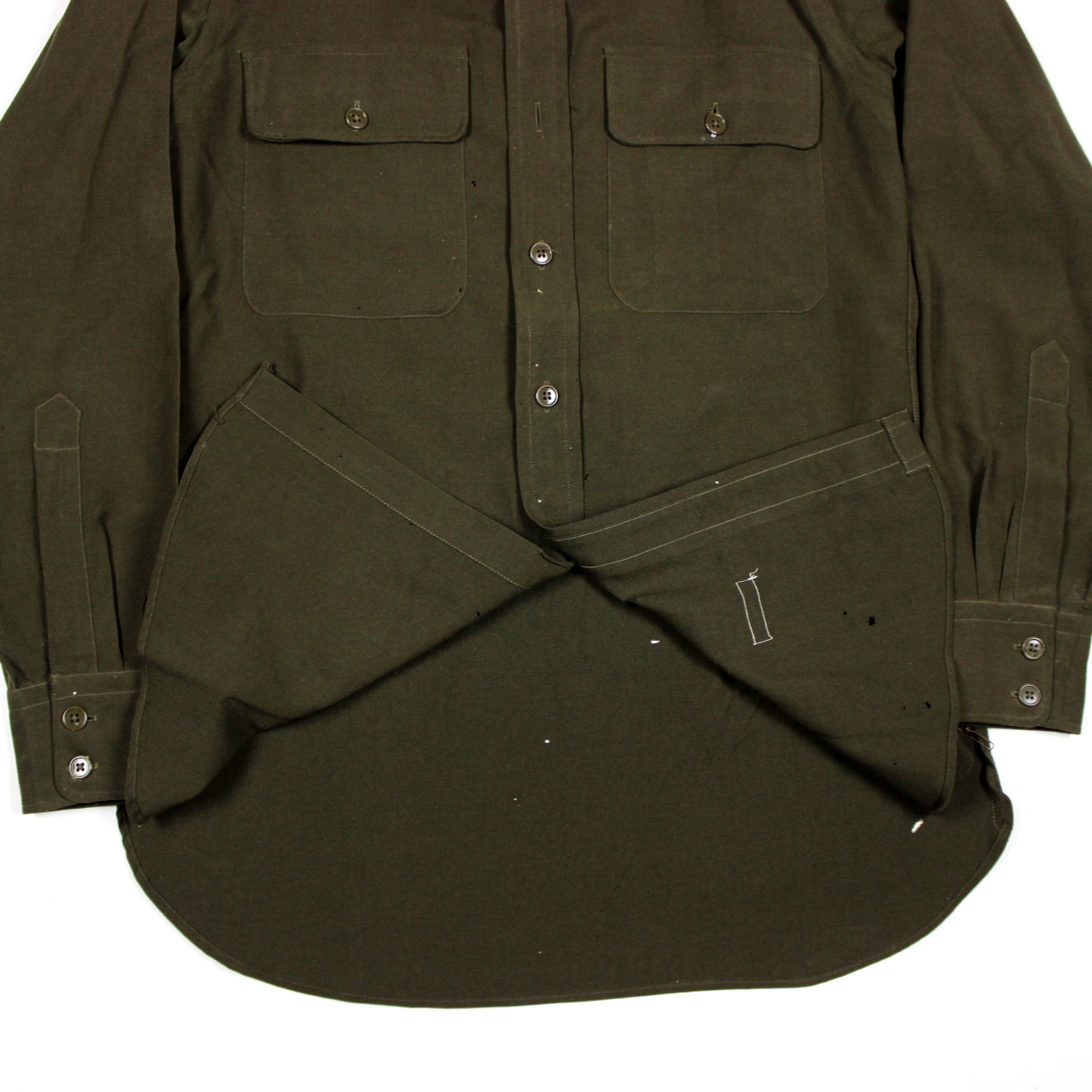 USAAF OD wool gabardine officers dress shirt - 15 x 32