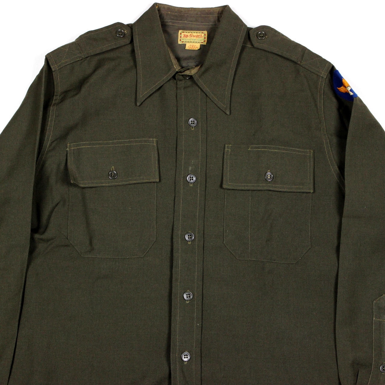 USAAF OD wool gabardine officers dress shirt - 15 x 32