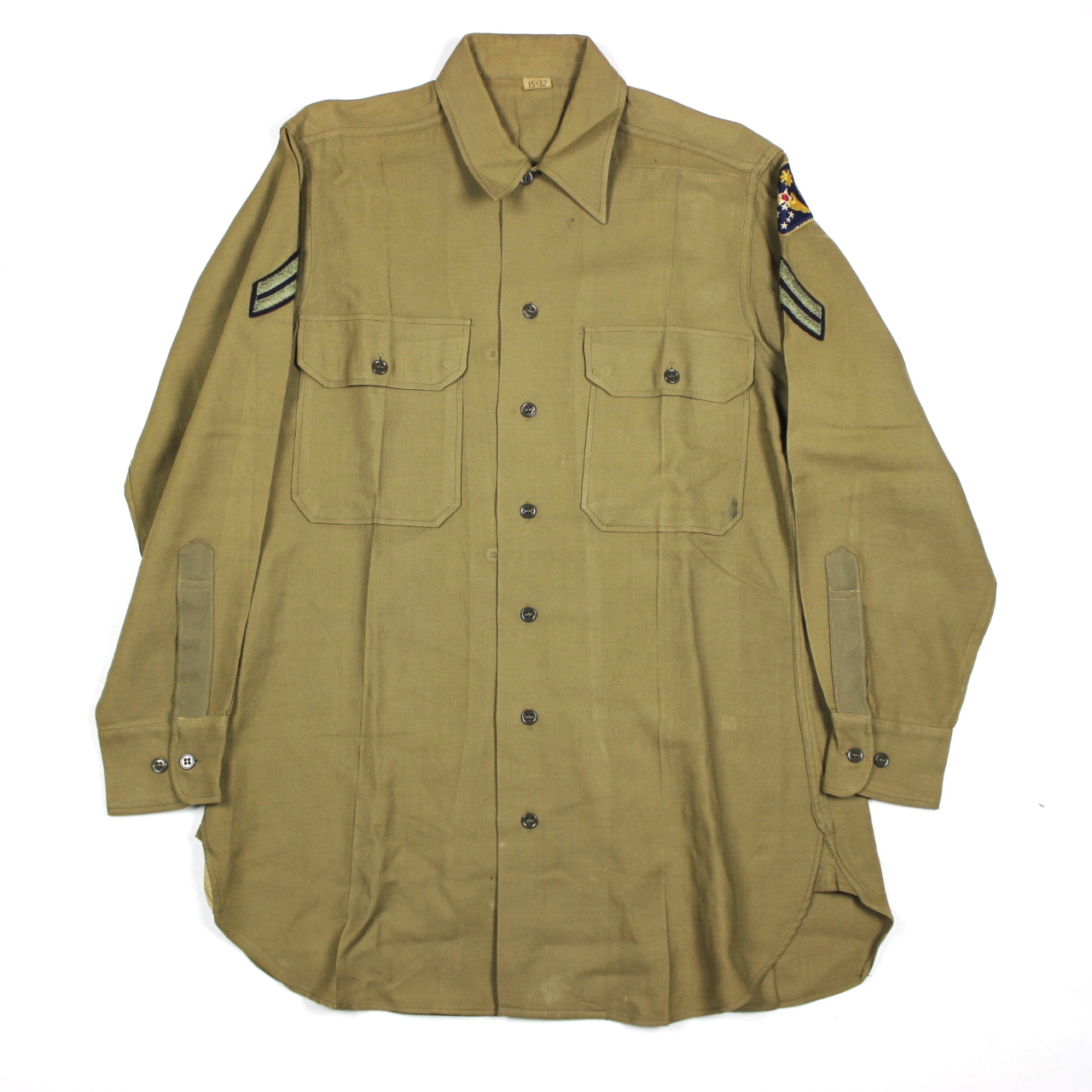 USAAF OD wool flannel enlisted men field shirt - 15 x 32