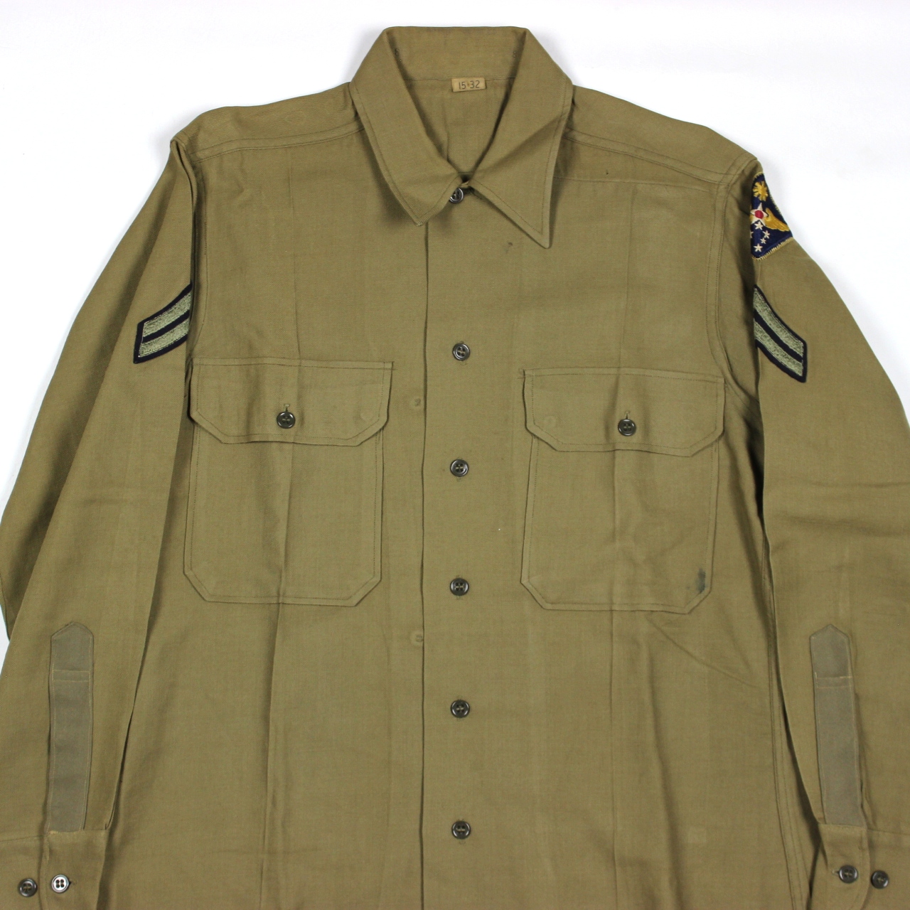 USAAF OD wool flannel enlisted men field shirt - 15 x 32