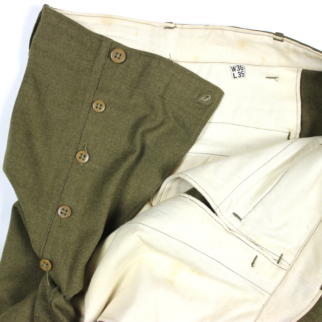 M1937 OD wool serge field trousers - W36 L34