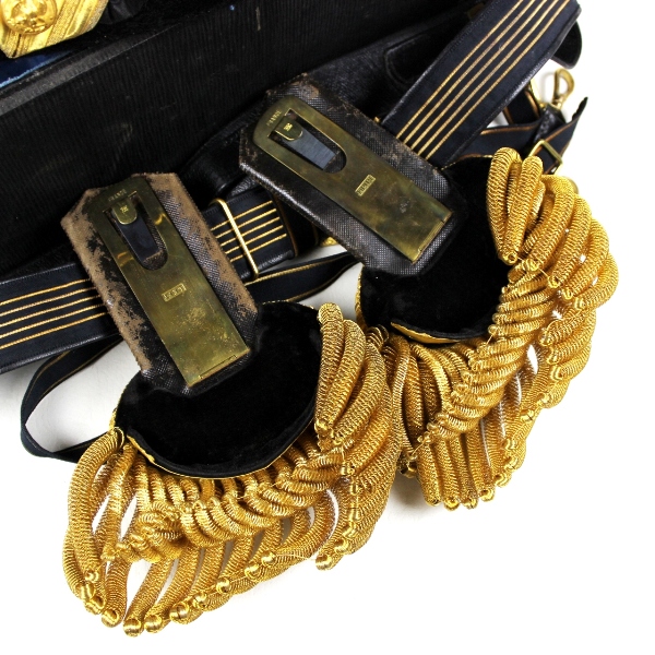 US Naval officer dress bicorn, epaulets, belt and cape