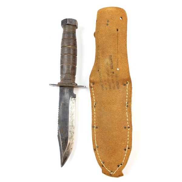 Jet pilot knife w/ 1967 leather sheath and sharpening stone