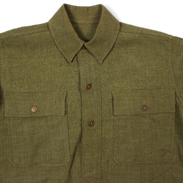 M1916 OD wool flannel pullover shirt - 14 x 33