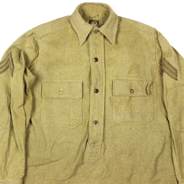 M1916 OD wool flannel pullover shirt - 13 x 32