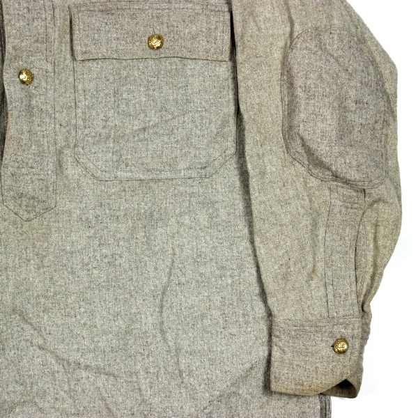 M1917 gray wool flannel pullover shirt - 15 x 33 