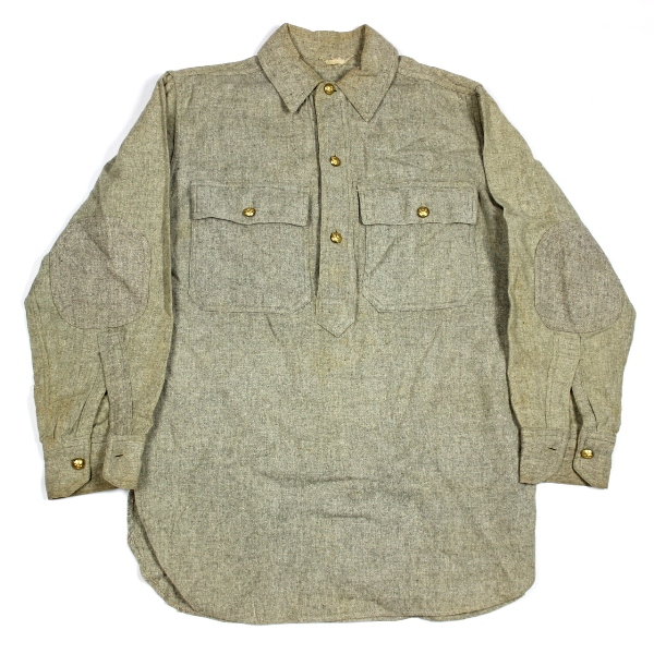 M1917 gray wool flannel pullover shirt - 16 x 33