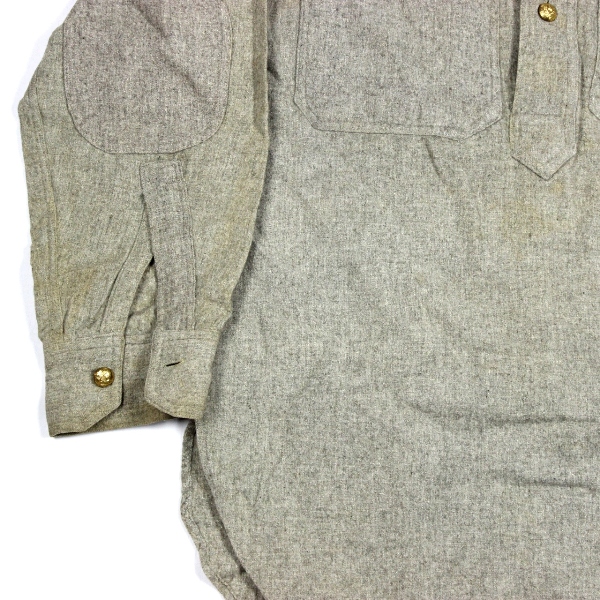 M1917 gray wool flannel pullover shirt - 16 x 33