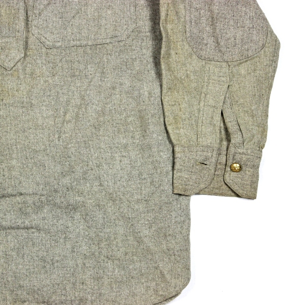 M1917 gray wool flannel pullover shirt - 16 x 33