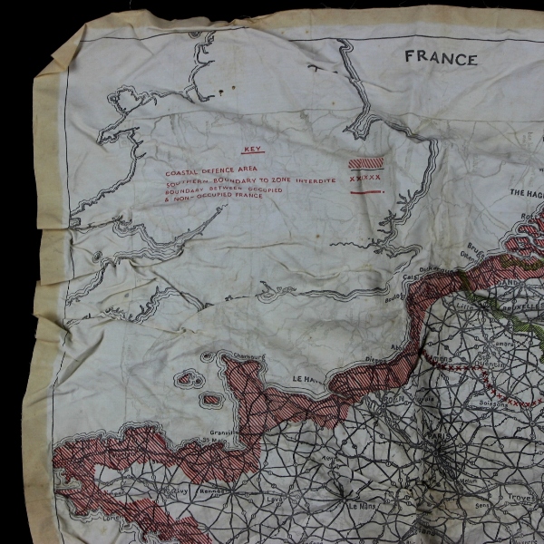 Scarce RAF Air Ministry No 7329A escape silk map - France