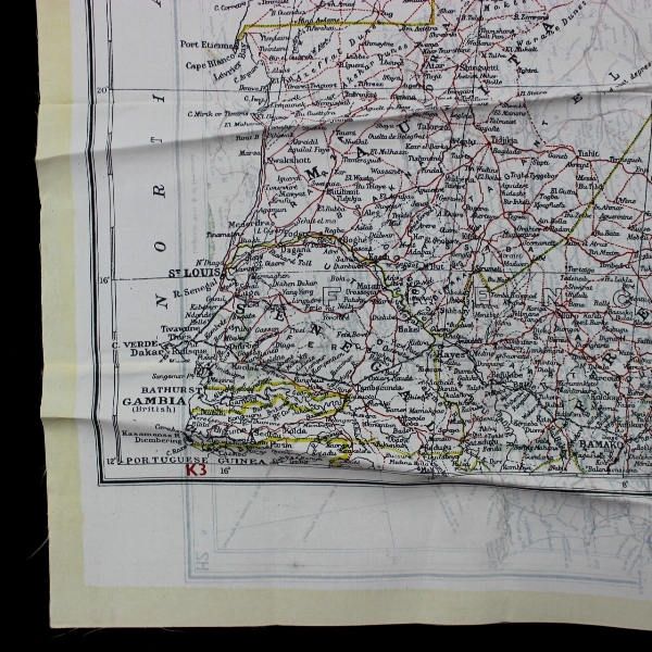 RAF Air Ministry K3/H2 escape silk map - Spain / N. Africa