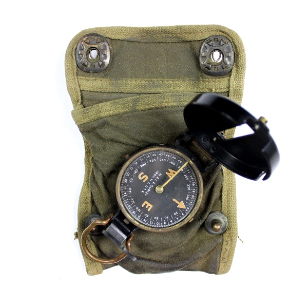 W. & L. E. Gurley lensatic compass w/ waterproof pouch