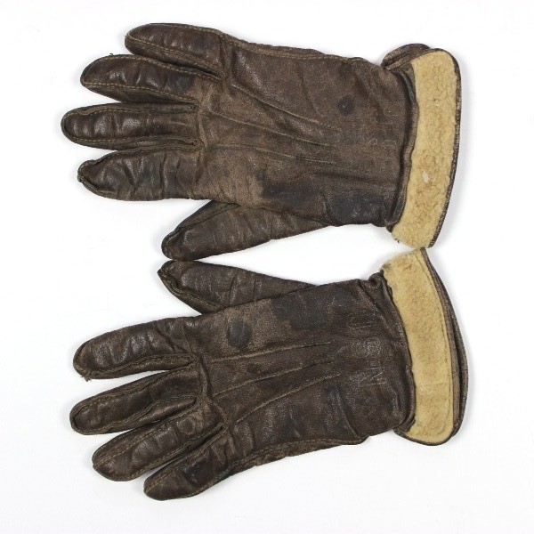 Scarce US Navy aviator flight leather gloves type M-387G