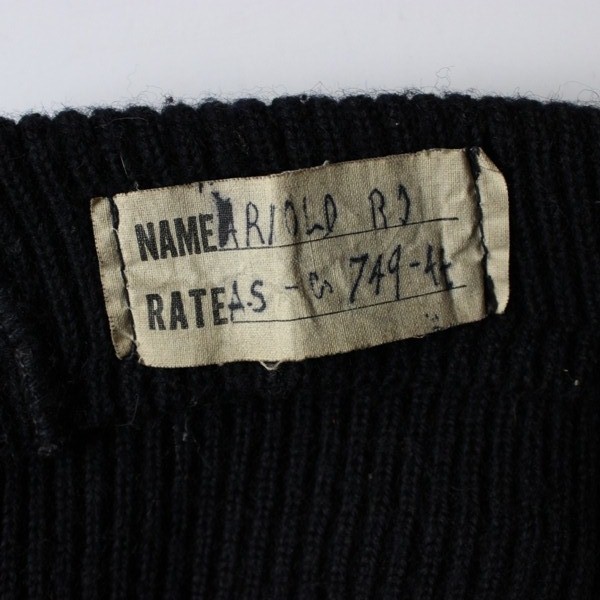 US Navy dark blue knitted wool watch cap - ID’ed - USS Sevier