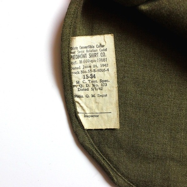 Aviation cadet brown wool serge / mustard shirt - Dated 1942 - 15 x 34