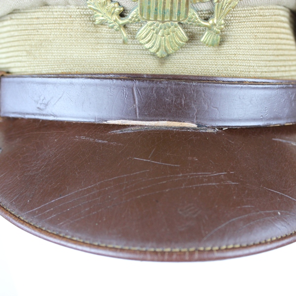 USAAF khaki / tan officer service cap - Dobbs crusher