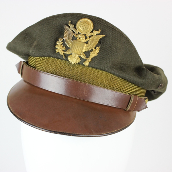 USAAF chocolate gabardine officer service cap - Phelps Terkel tailor