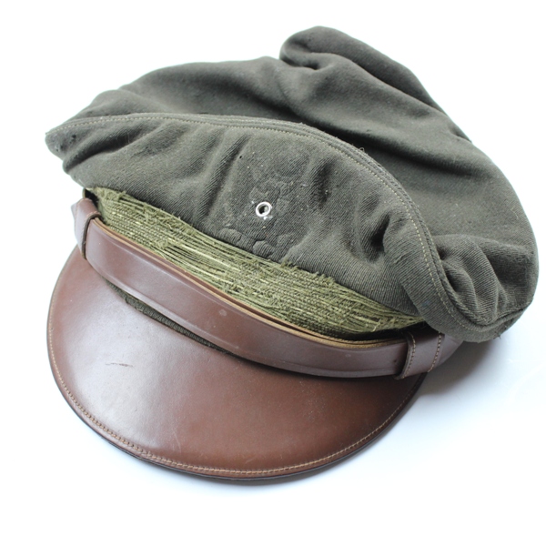 USAAF chocolate gabardine officer service cap - Delman crusher