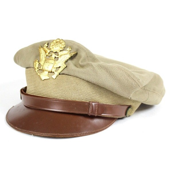 USAAF officer summer khaki / tan service cap - Identified